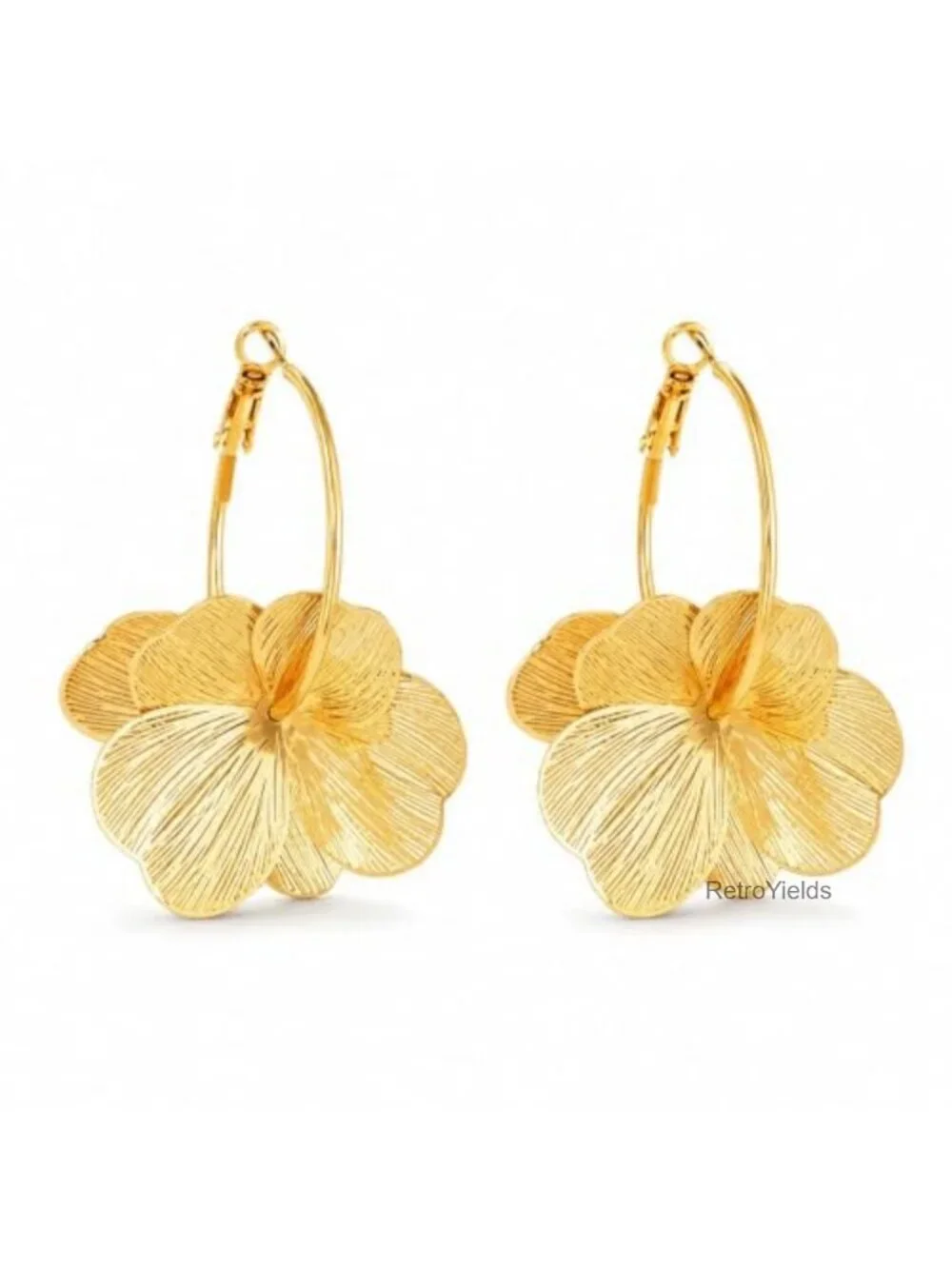 Boho Floral Hoop Dangle Petal Earrings for Women